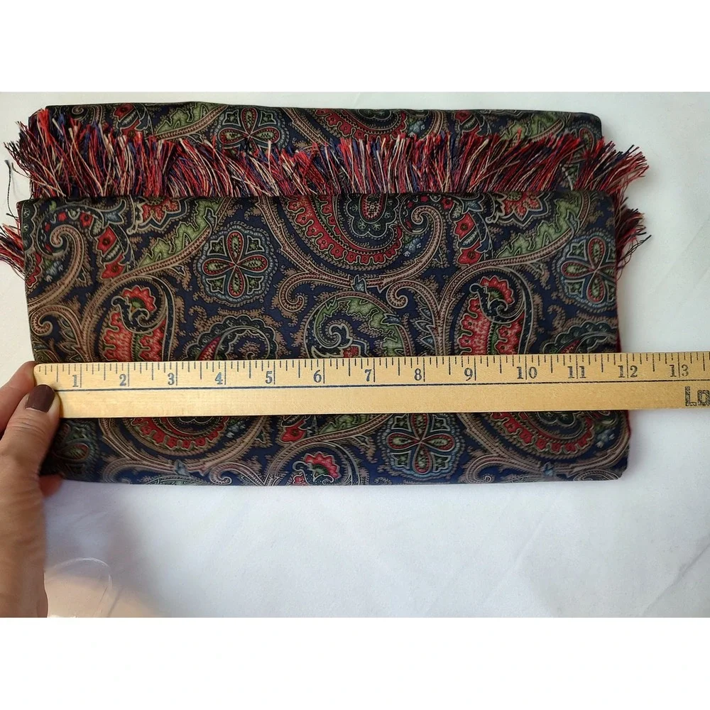 Burberrys Vintage Reversible Scarf Burgundy Cashmere Wool Paisley Silk England